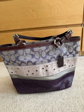 REAL Coach Inspired Purple and Lavender Tote Bag